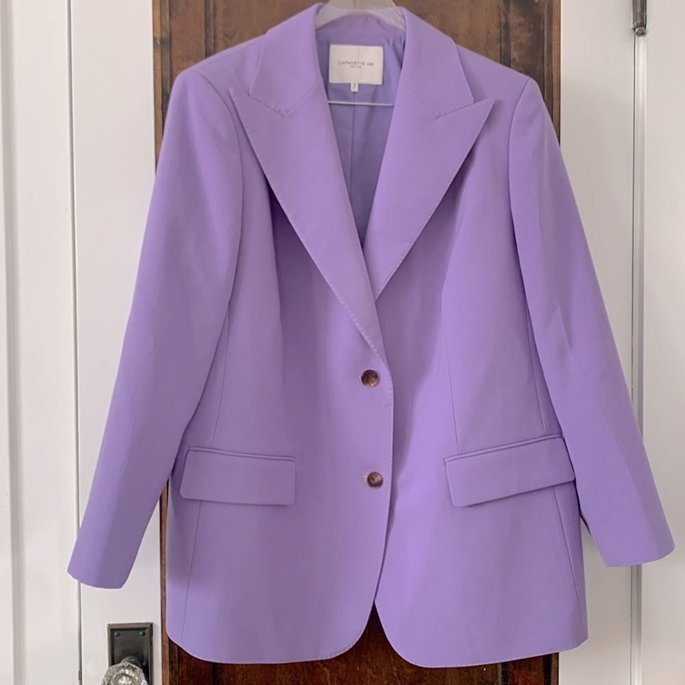Excellent Condition Lafayette 148 Long Line Blazer Wisteria Purple Size 18W